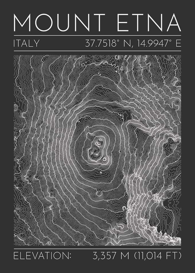 Mount Etna Topographic Contour Map