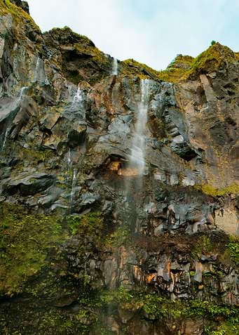 Rocky Cliff with Waterfalls