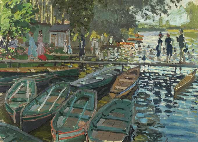 Impressionist River Scene with Boats by Claude Monet