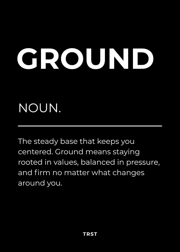 Ground – Minimalist Black & White Motivational Definition Wall Art