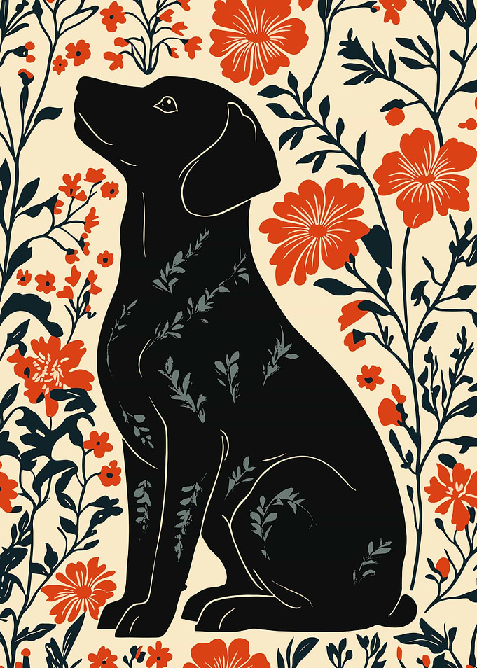 Dog with Floral Pattern