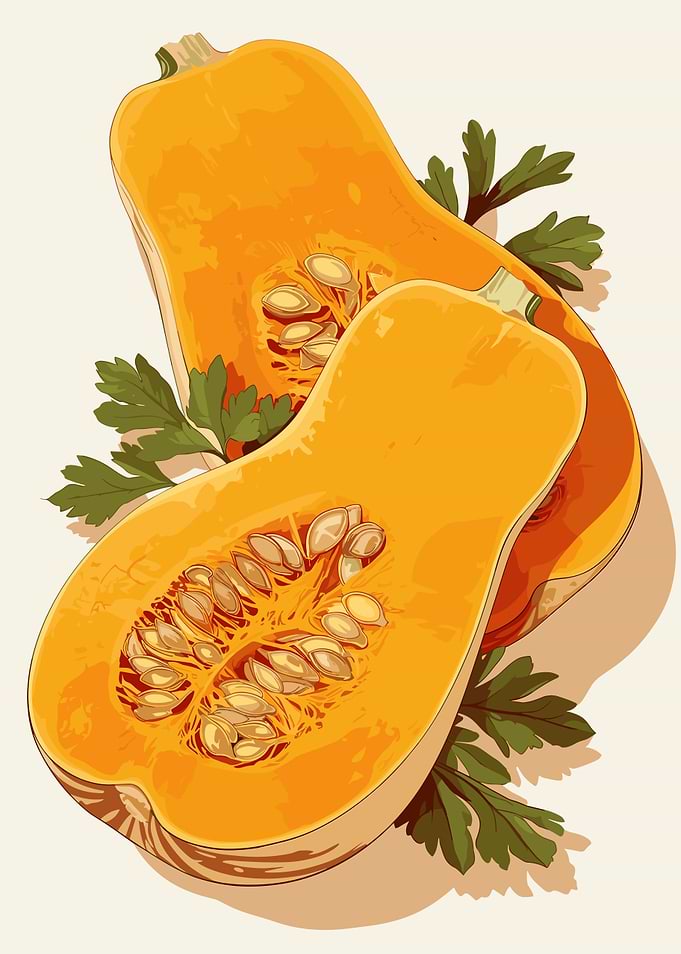 Butternut Squash Still Life Illustration