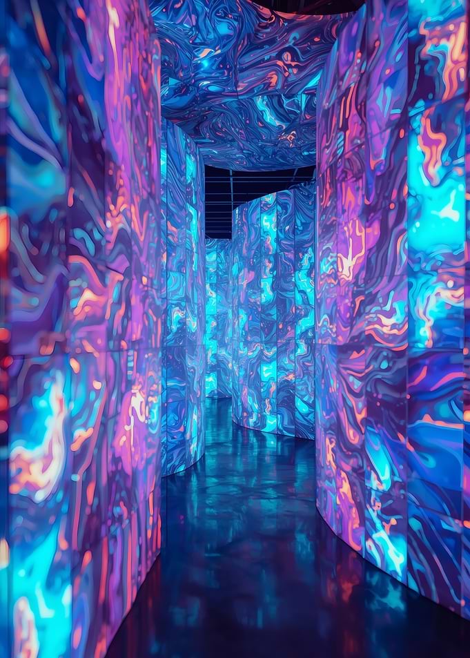 Abstract Neon Lit Corridor