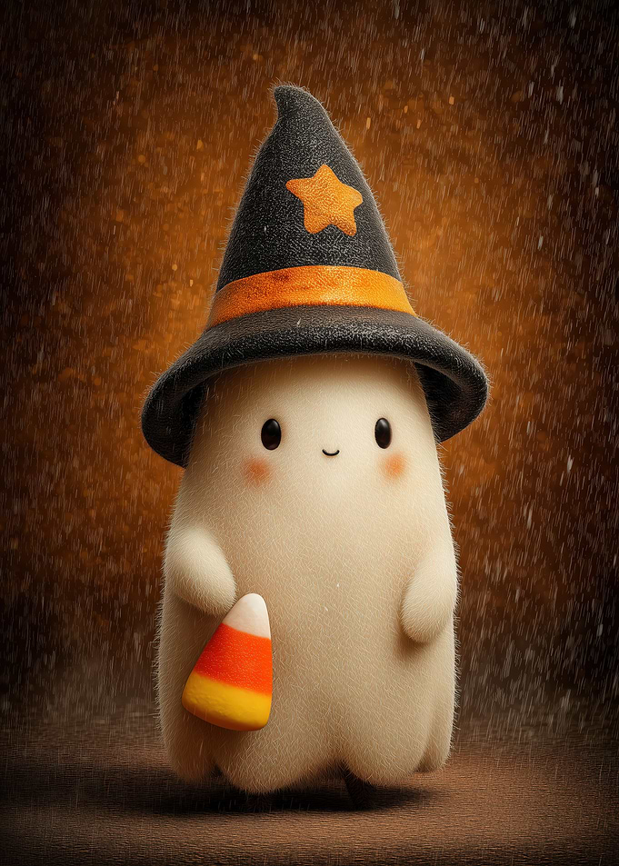 Cute Halloween Ghost with Candy Corn