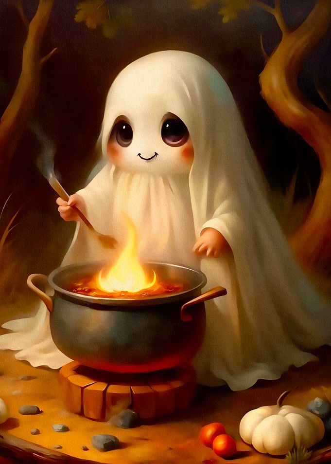 Cute Halloween Ghost Potion Brew