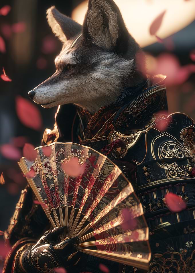 Fox Samurai with Fan