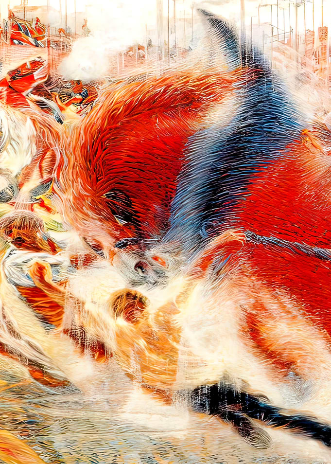 Dynamic Horse Painting with Crowd by Umberto Boccioni