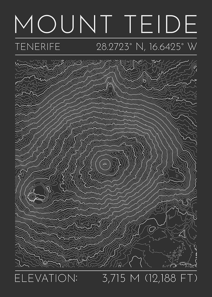 Mount Teide Topographic Contour Map