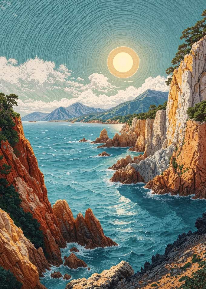 Coastal Cliffs and Turquoise Sea