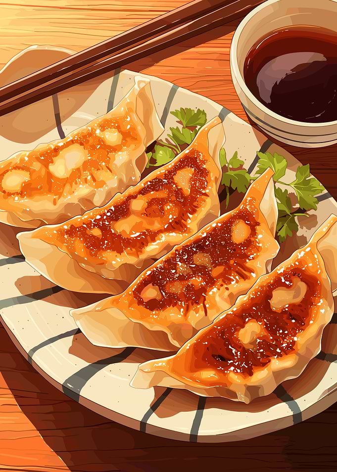 Delicious Gyoza with Soy Sauce