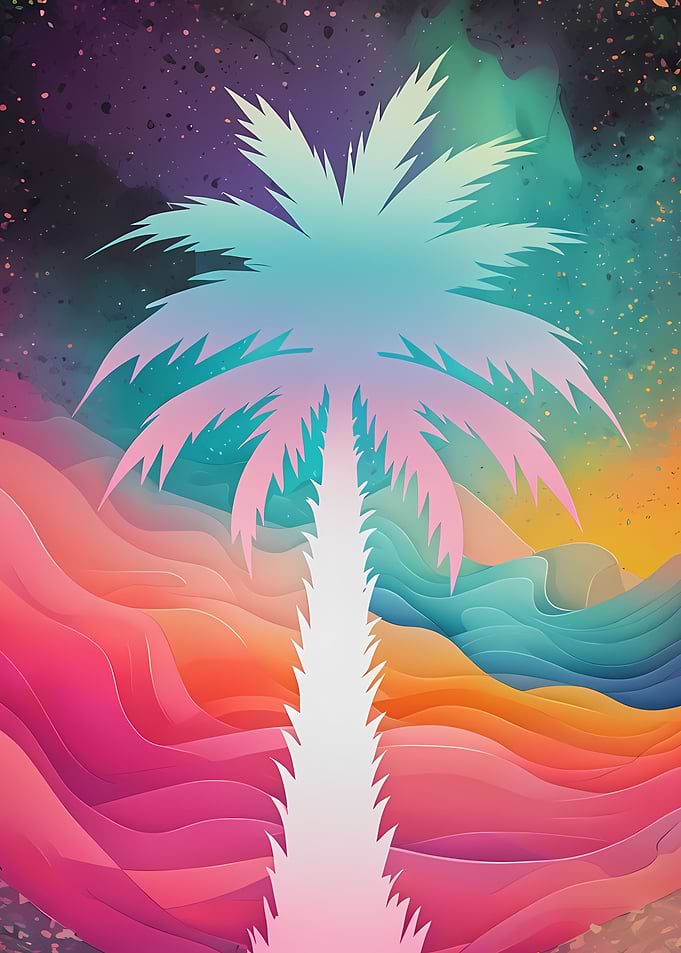 Colorful Palm Tree Digital Art