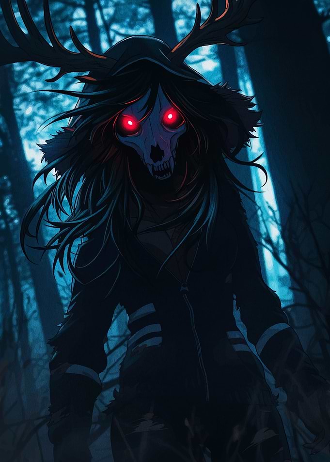 Mysterious Forest Creature with Skull Mask