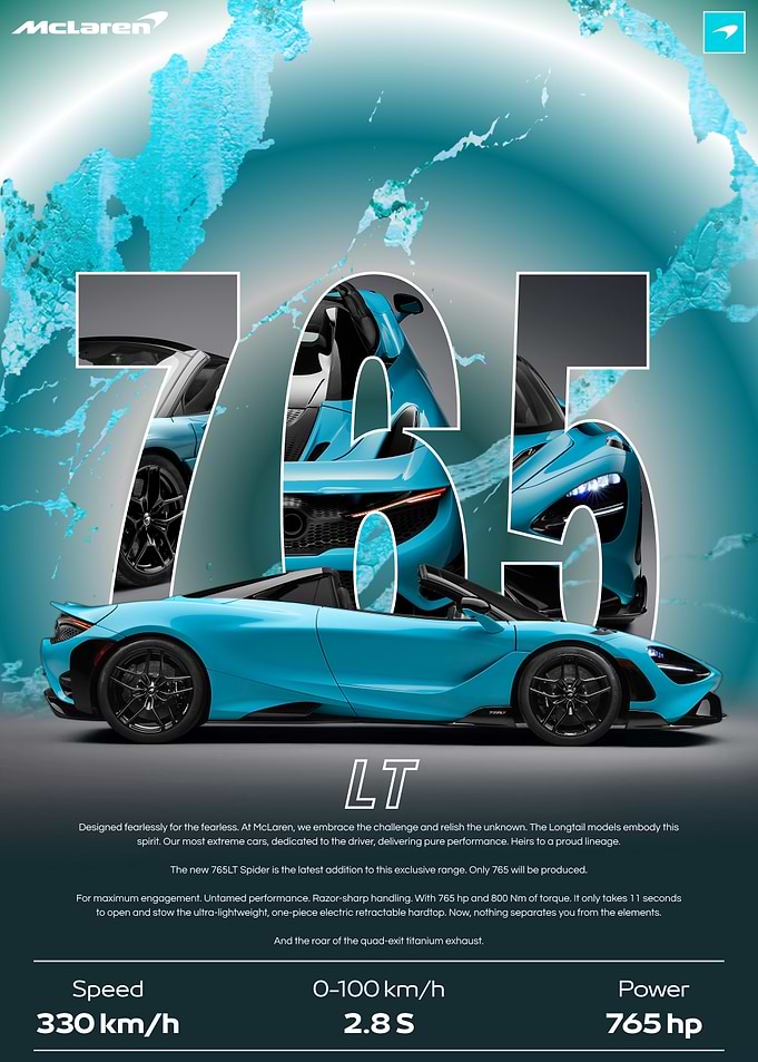 McLaren 765LT Spider Car Advertisement