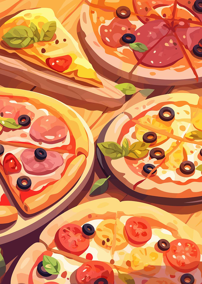 Delicious Pizza Variety Illustration