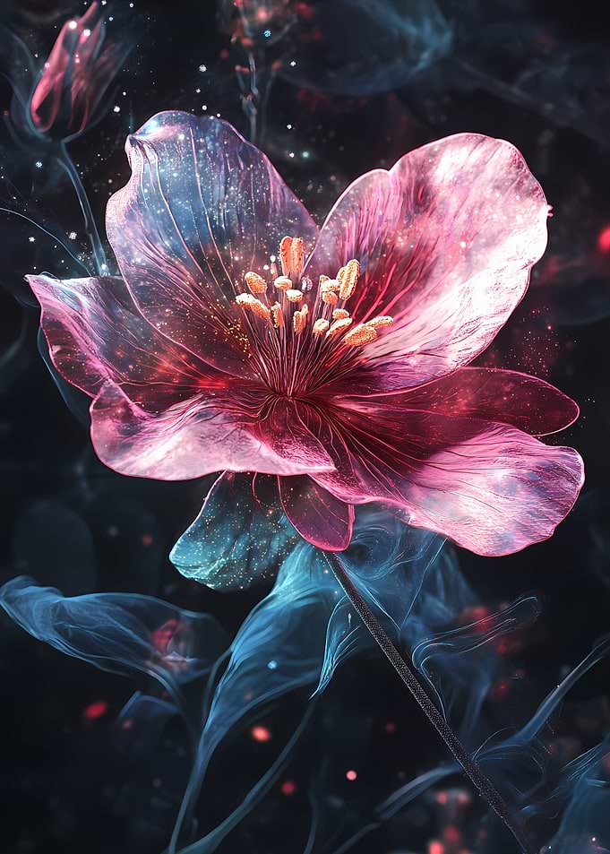 Abstract Floral Art with Cosmic Hues