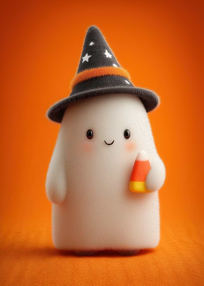 Cute Halloween Ghost with Candy Corn