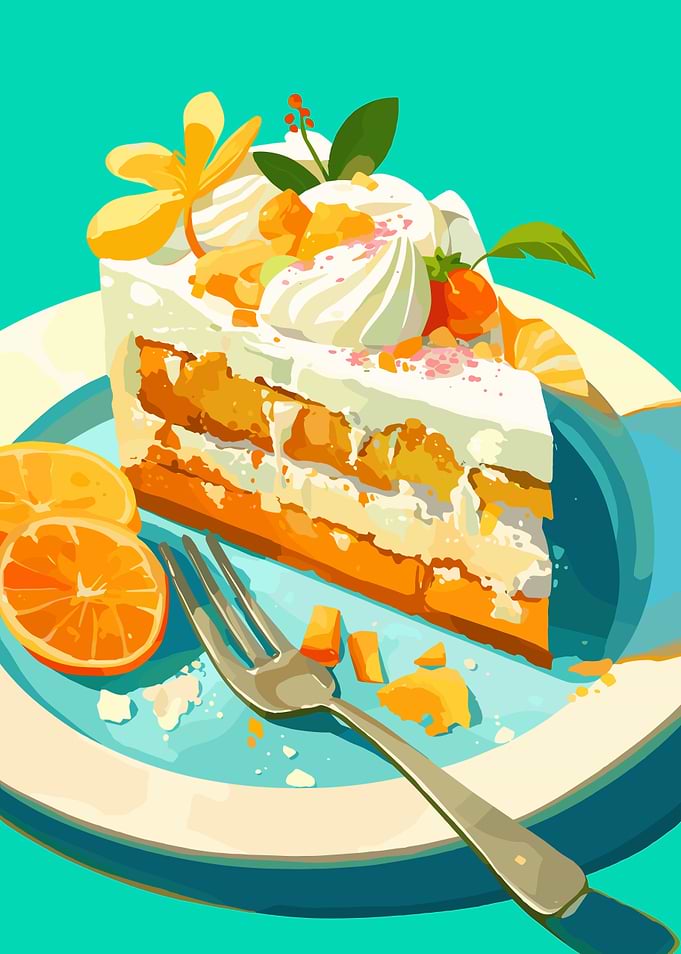 Slice of Orange Cake Illustration