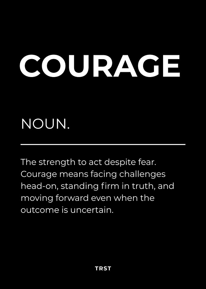 Courage – Minimalist Black & White Motivational Definition Wall Art