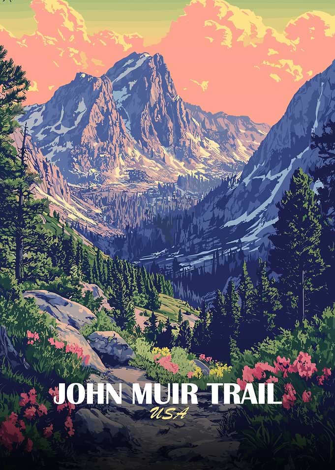 John Muir Trail USA Landscape Poster
