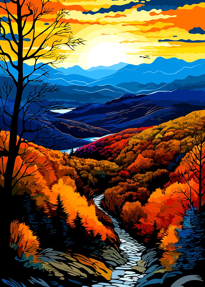 Autumn Mountain Landscape at Sunset