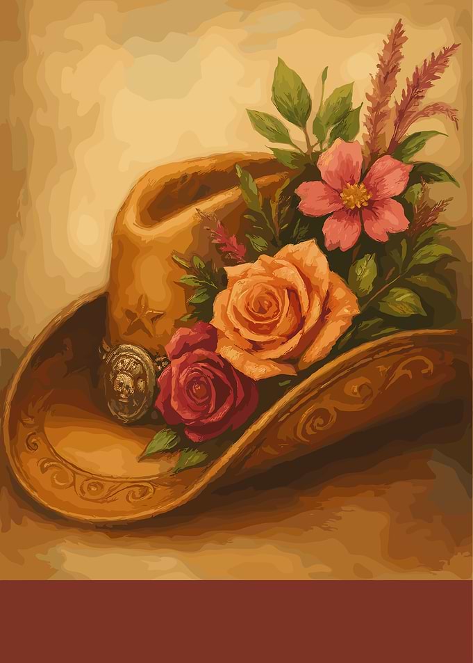 Floral Cowboy Hat Still Life Painting