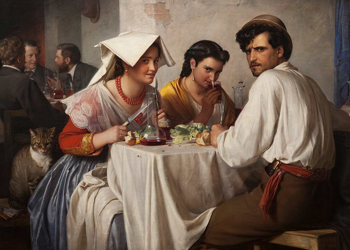 Dinner Scene with Three People