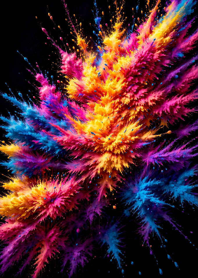 Colorful Explosion of Pigment Paint