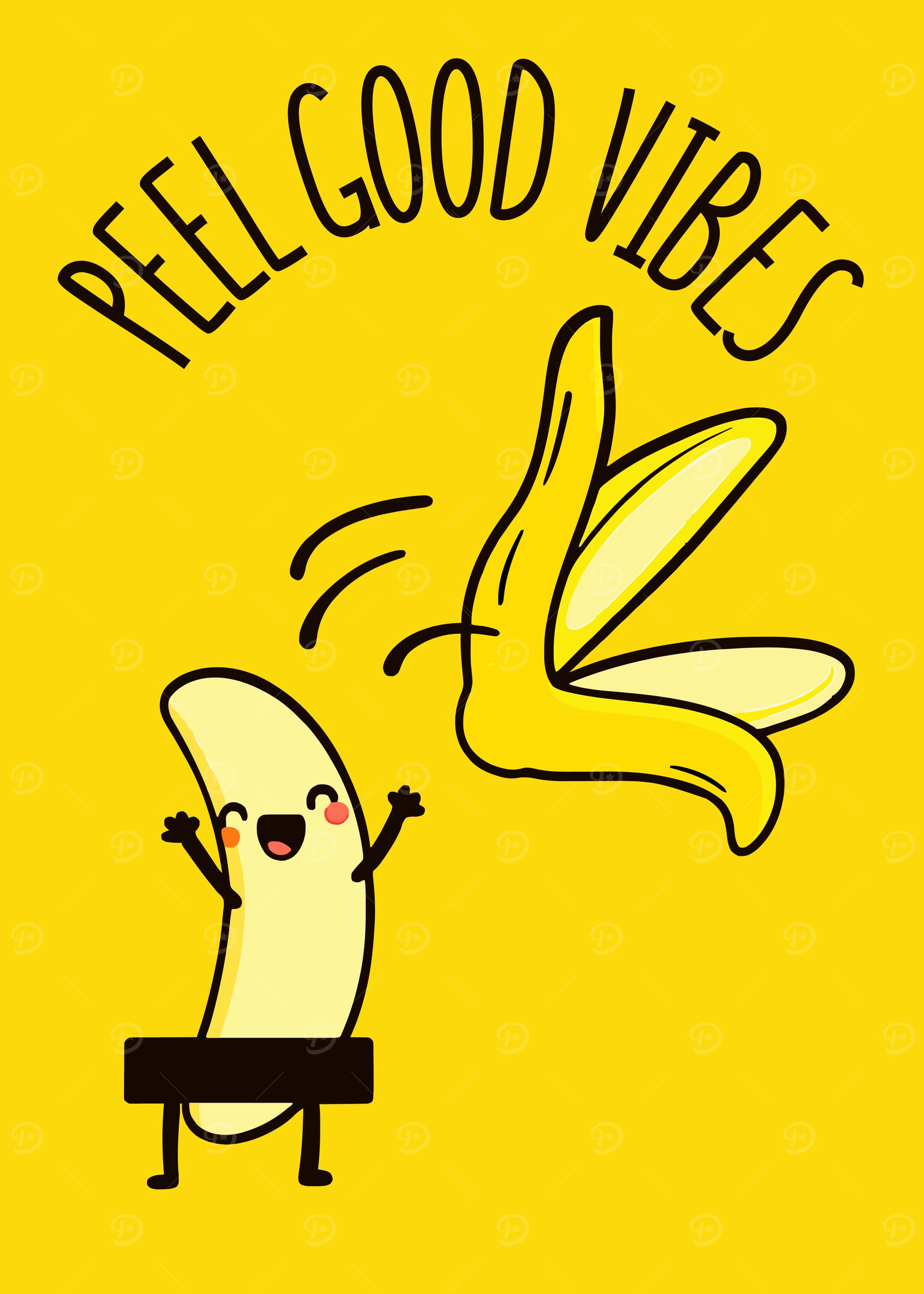 Peel Good Vibes Banana Cartoon