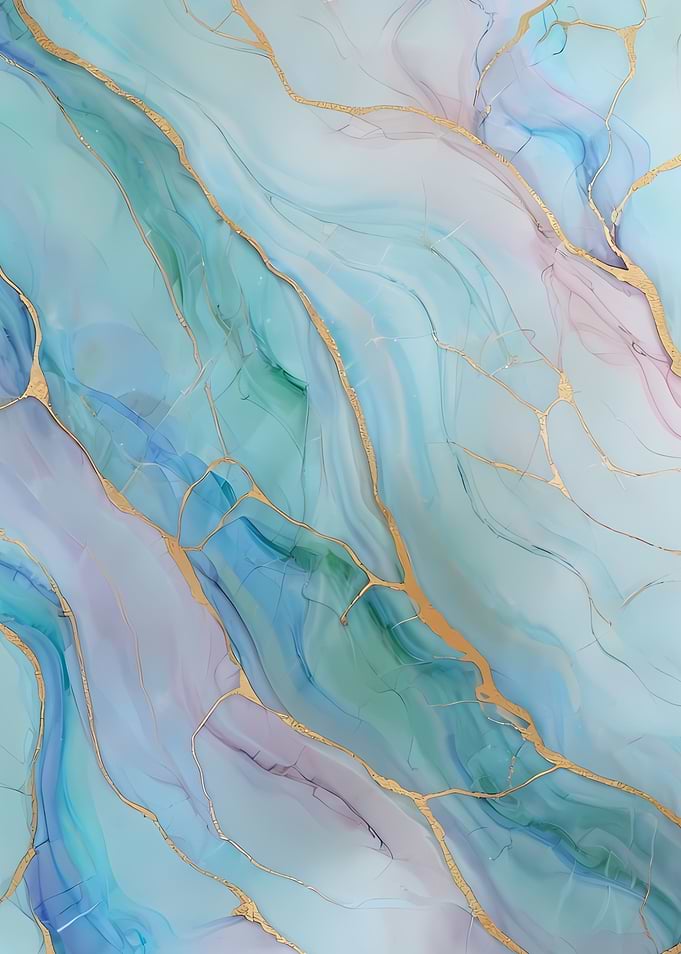 Abstract Blue and Gold Fluid Art