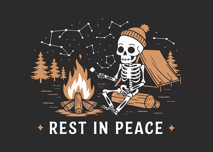 Rest in Peace Camping Skeleton