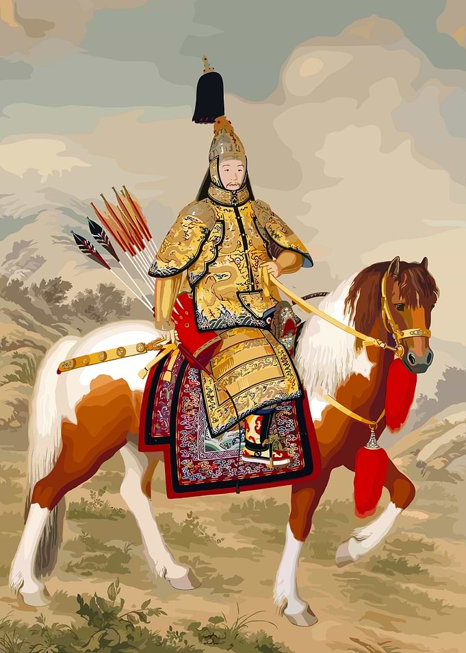 Chinese Warrior on Horseback Painting