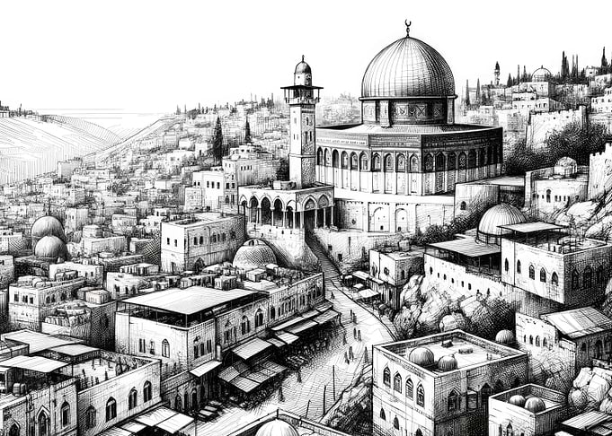 Jerusalem cityscape sketch