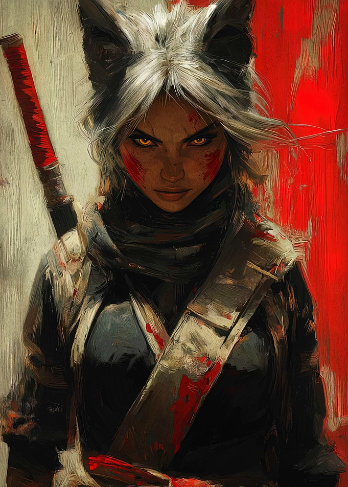 Wolf Warrior Woman with Sword
