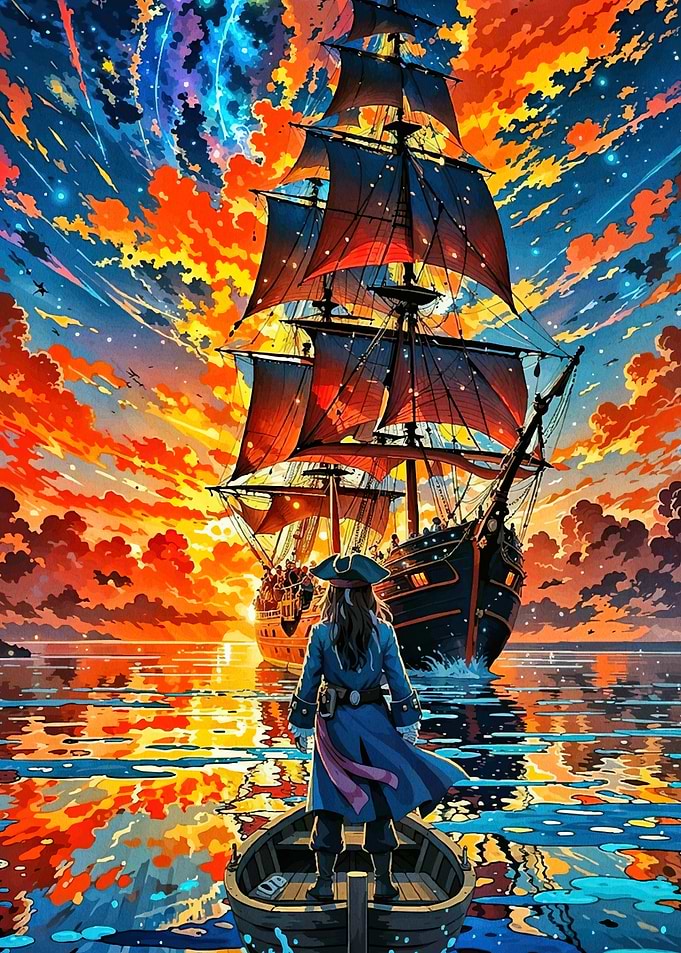 Pirate Ship Sunset