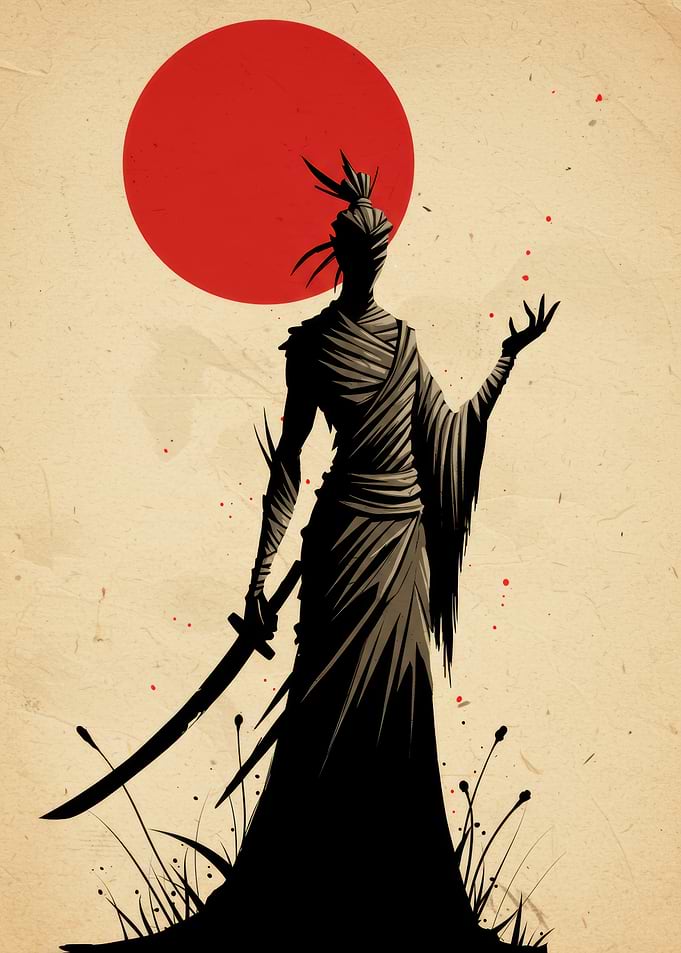 Silhouette of a Samurai with Sword