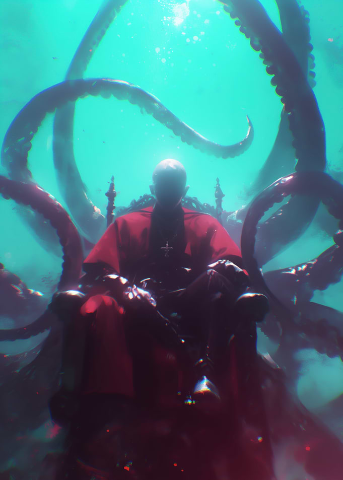 Underwater Throne with Octopus and Figure