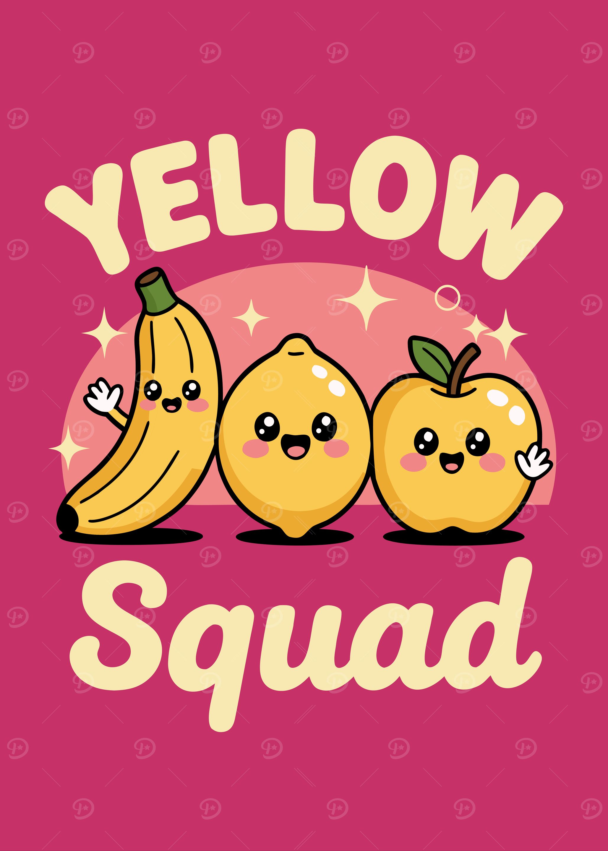Yellow Squad Cartoon Fruit Illustration