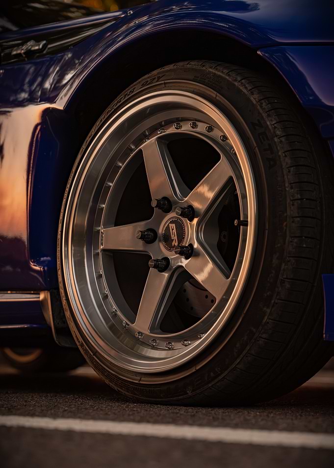 Blue Car Wheel Close-Up