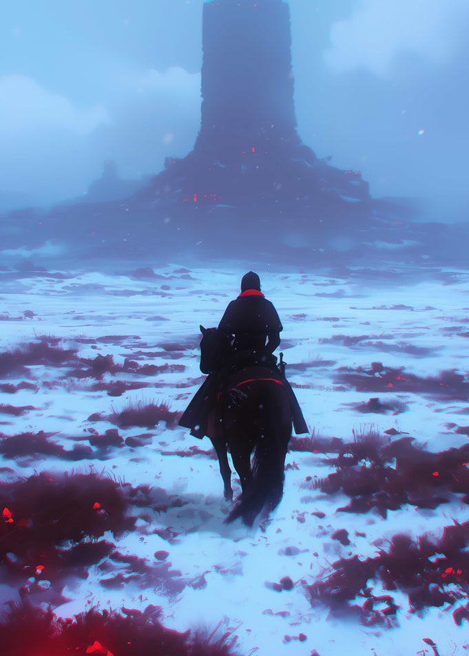 Knight on Horseback in Snowy Landscape