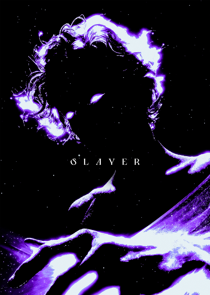 Slayer: Dark Silhouette with Purple Glow
