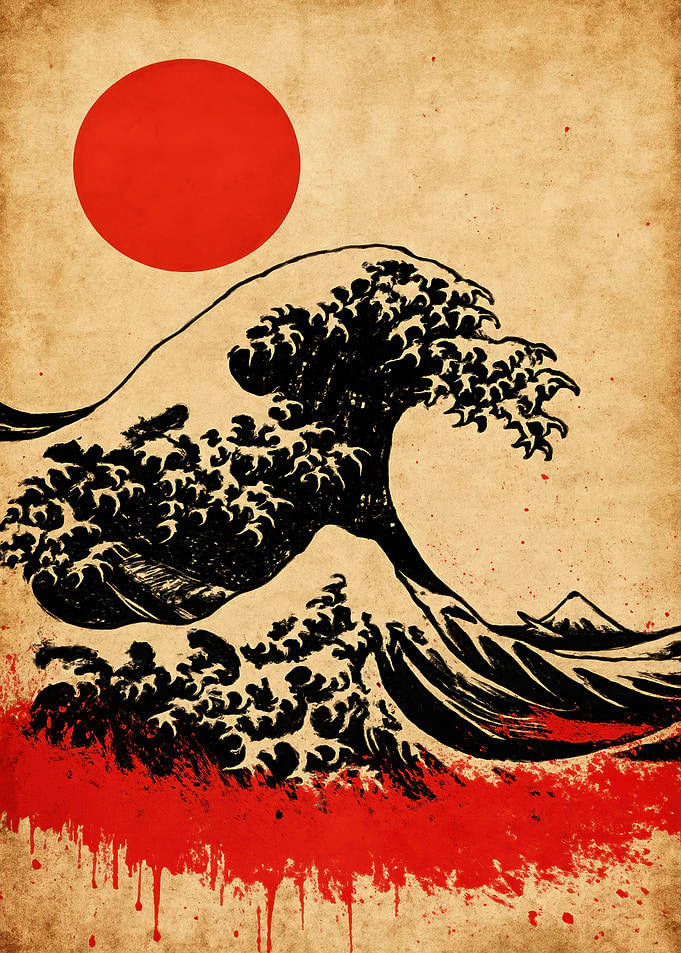 Japanese Wave with Red Sun