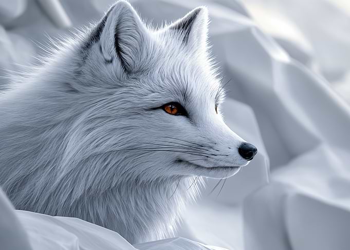 Arctic Fox Portrait with Orange Eyes