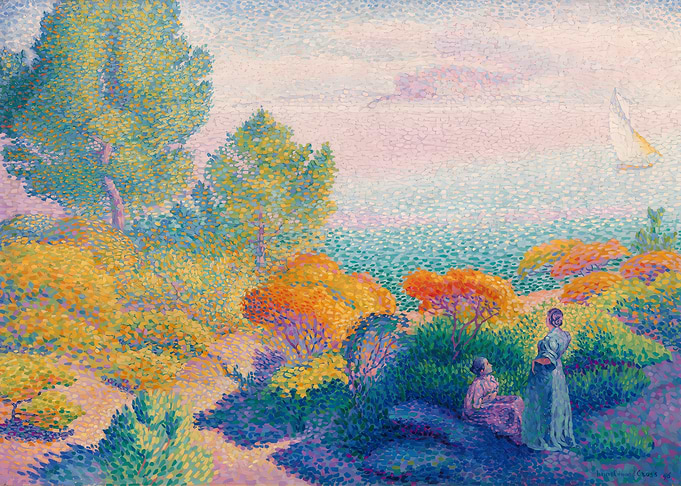 Mediterranean Landscape with Figures and Sailboat