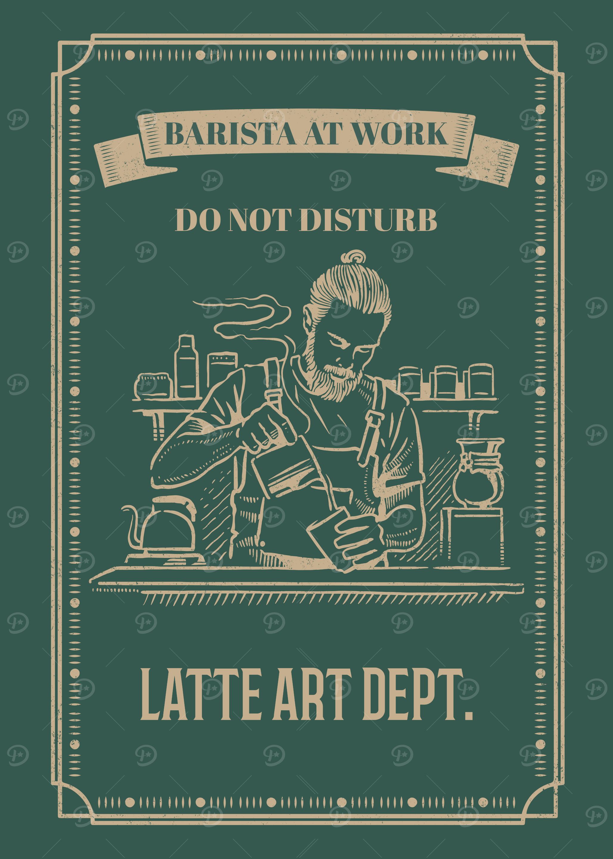 Latte Art Department Vintage Coffee Poster