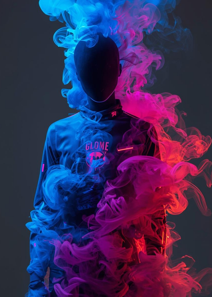 Abstract Figure with Colorful Smoke