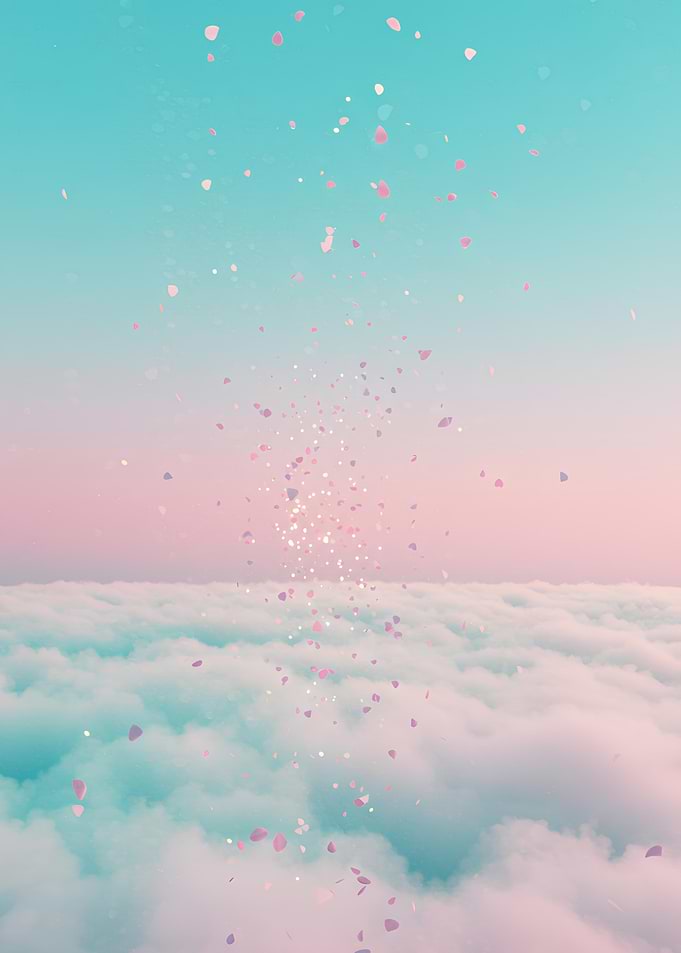 Dreamy Sky with Clouds and Petals