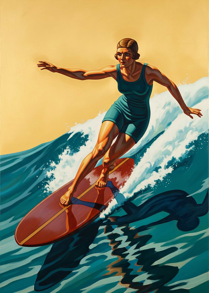 LA SURFEUSE (The Surfer) - Original Art Deco Artwork