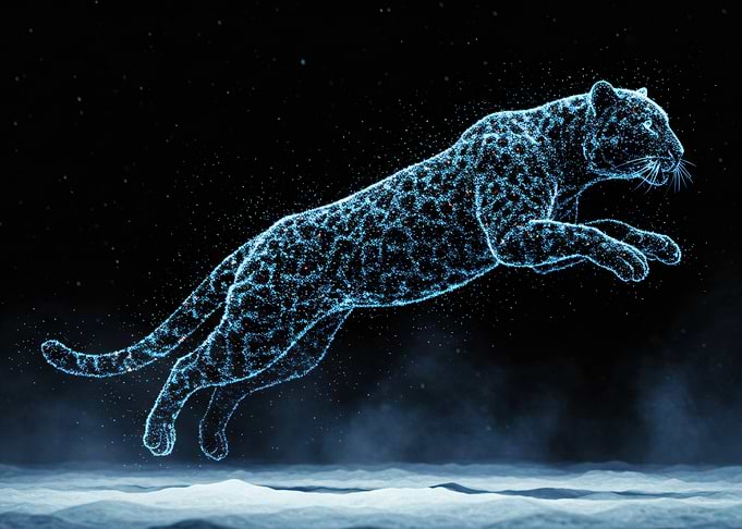 Digital Jaguar Leaping