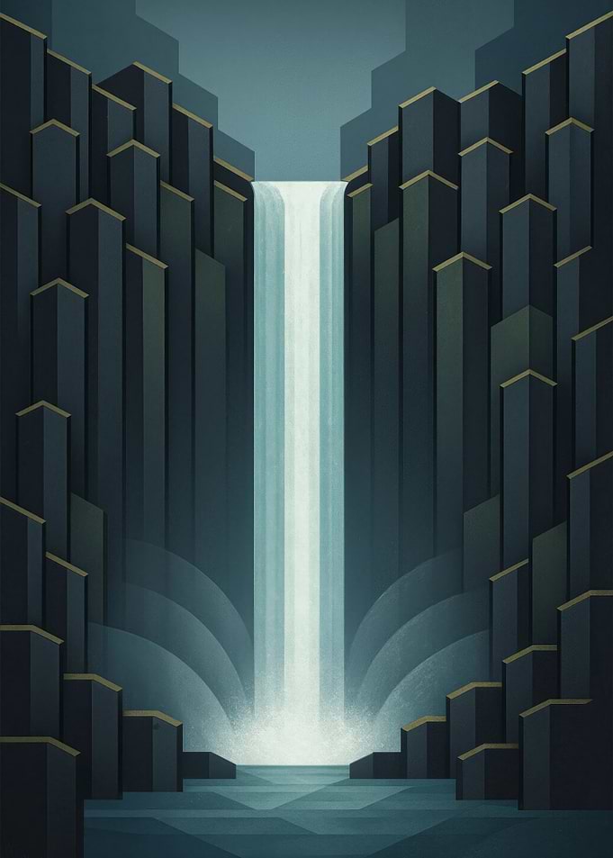 Abstract Waterfall Landscape