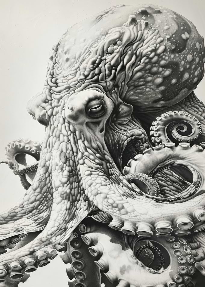 Detailed Octopus Drawing